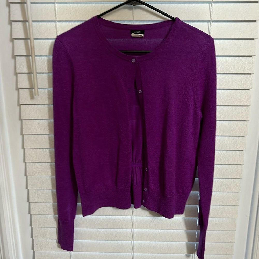 J Crew purple button up sweater - Picture 1 of 3